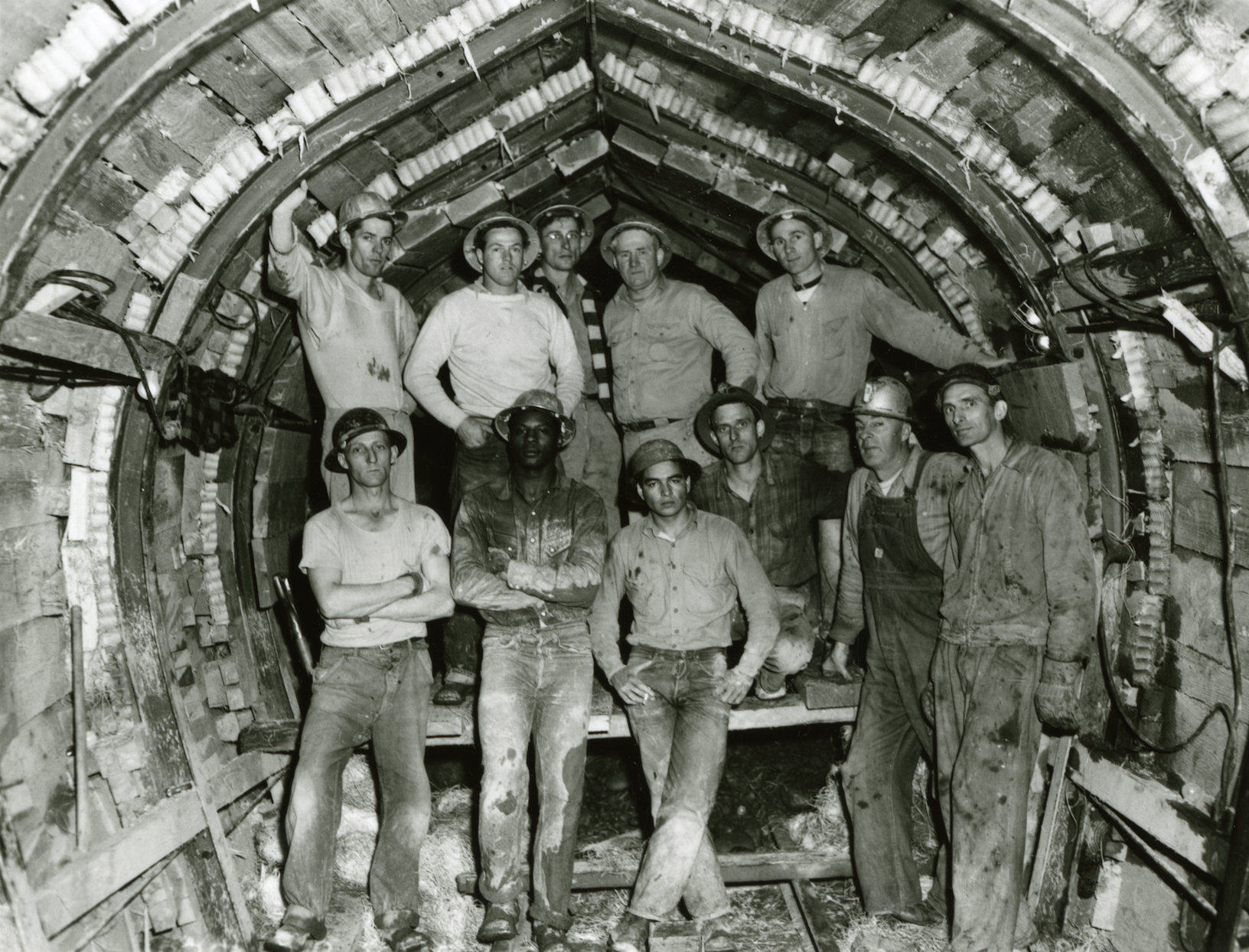 Unidentified workers excavating a section of Portland's sewer tunnels, ca. 1950. City of Portland Archives, A2005-005.59.122.